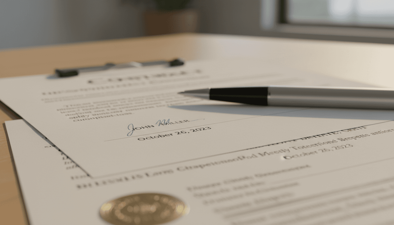 Signed real estate contract ready for closing